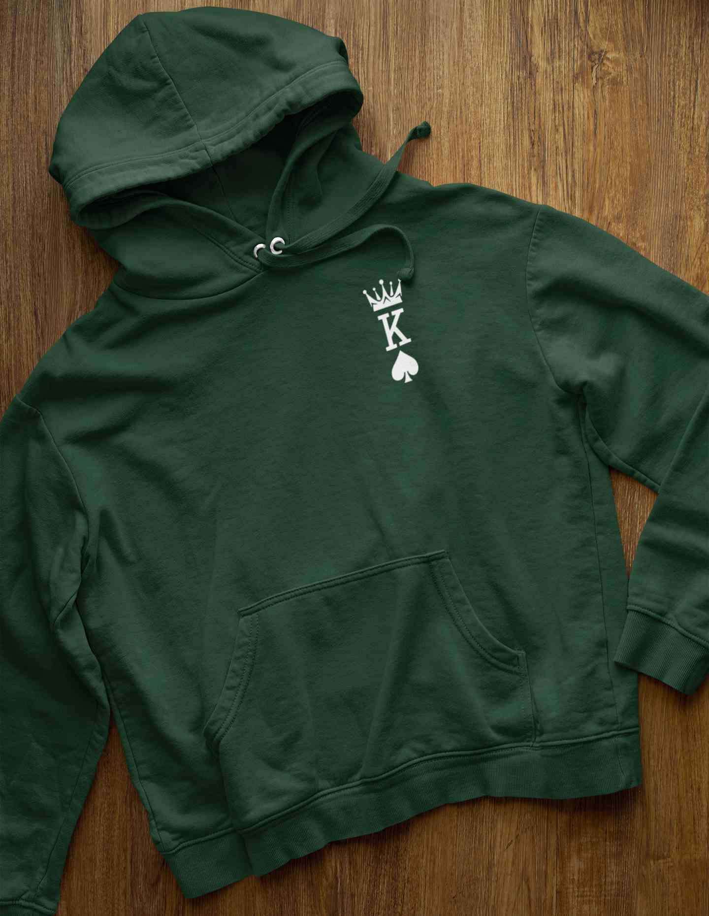 Herren Krone King Of Spades Poker Side Pocket Men Hoodies-FunkyTeesClub