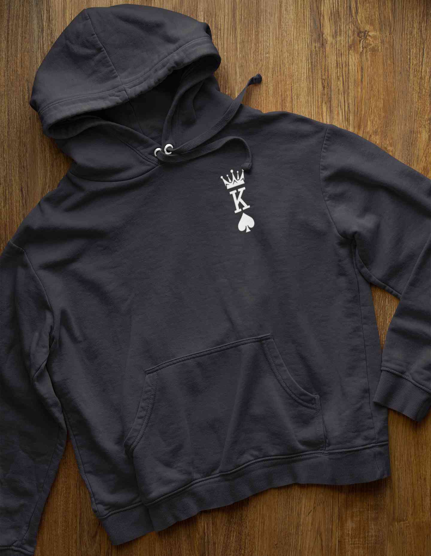 Herren Krone King Of Spades Poker Side Pocket Men Hoodies-FunkyTeesClub