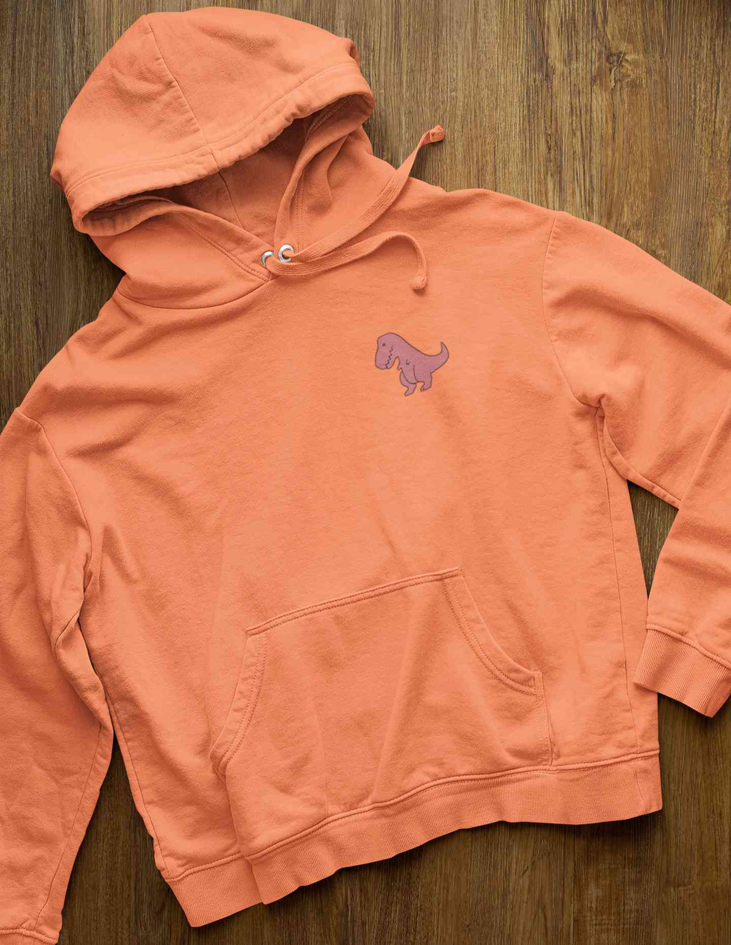 T Rex Pocket Cartoon Graphics Hoodies for Women-FunkyTeesClub