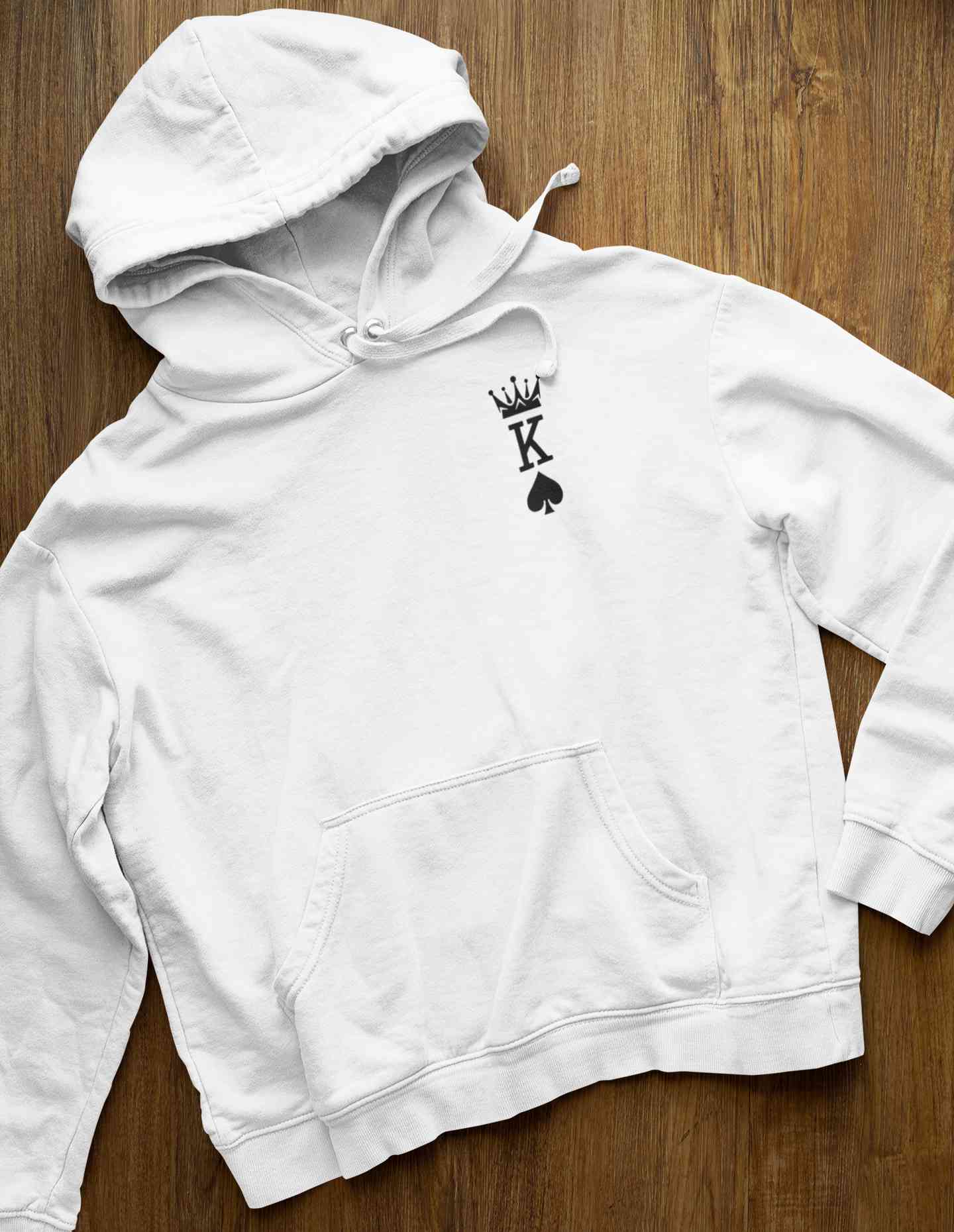 Herren Krone King Of Spades Poker Side Pocket Men Hoodies-FunkyTeesClub