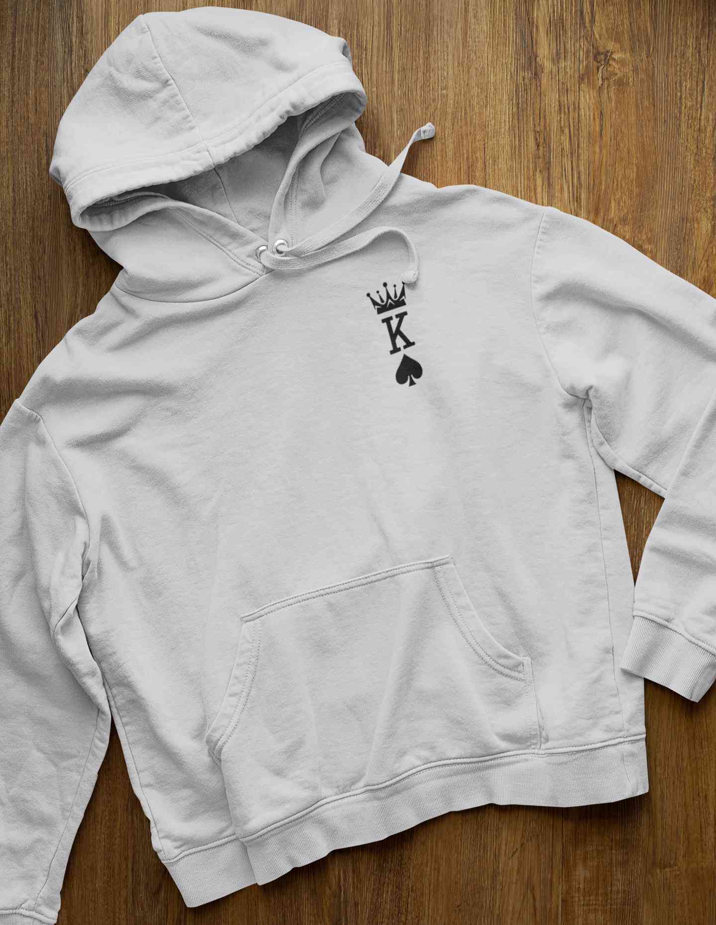 Herren Krone King Of Spades Poker Side Pocket Men Hoodies-FunkyTeesClub