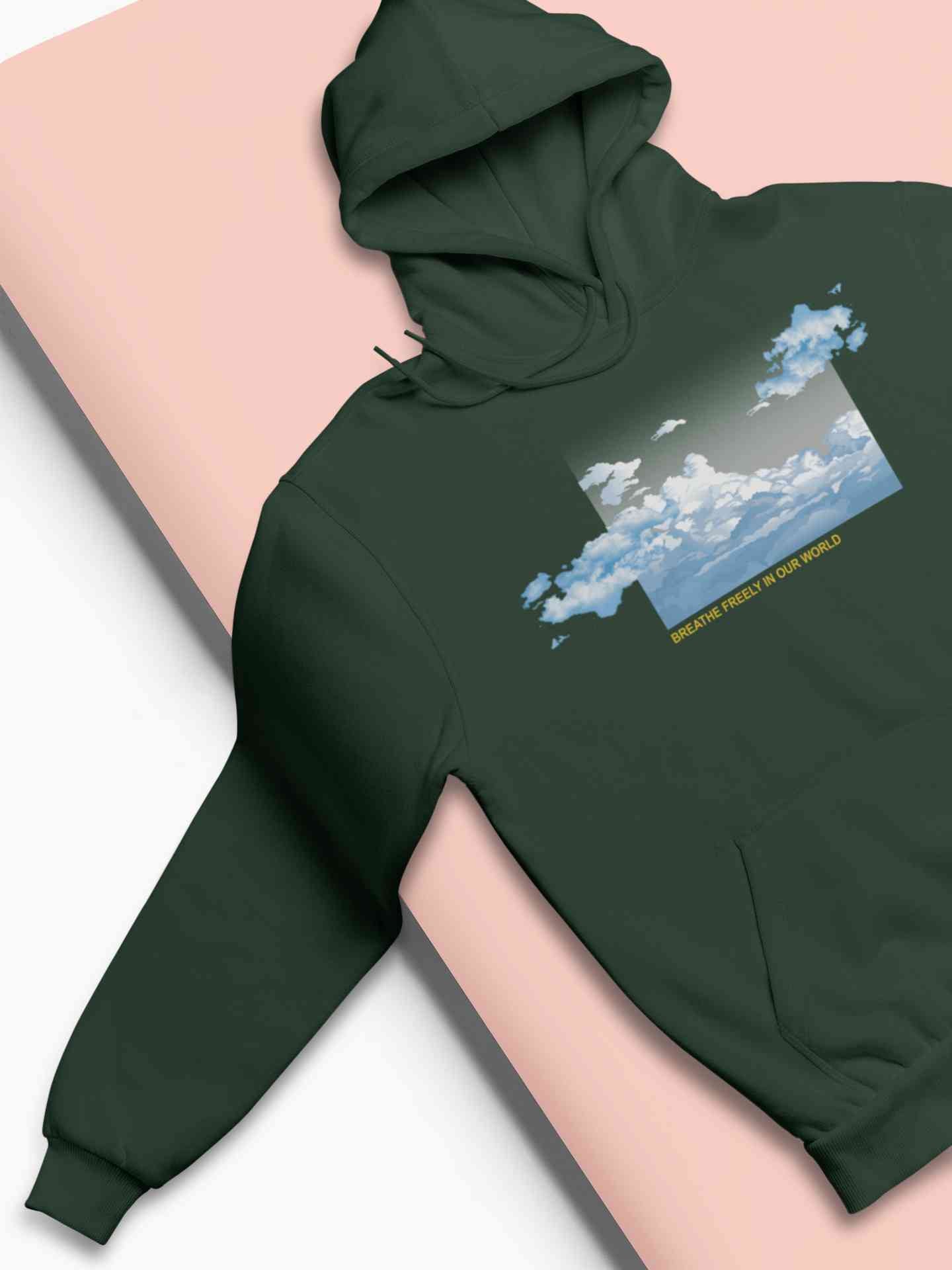 Cloud And Slogan Print Men Hoodies-FunkyTeesClub