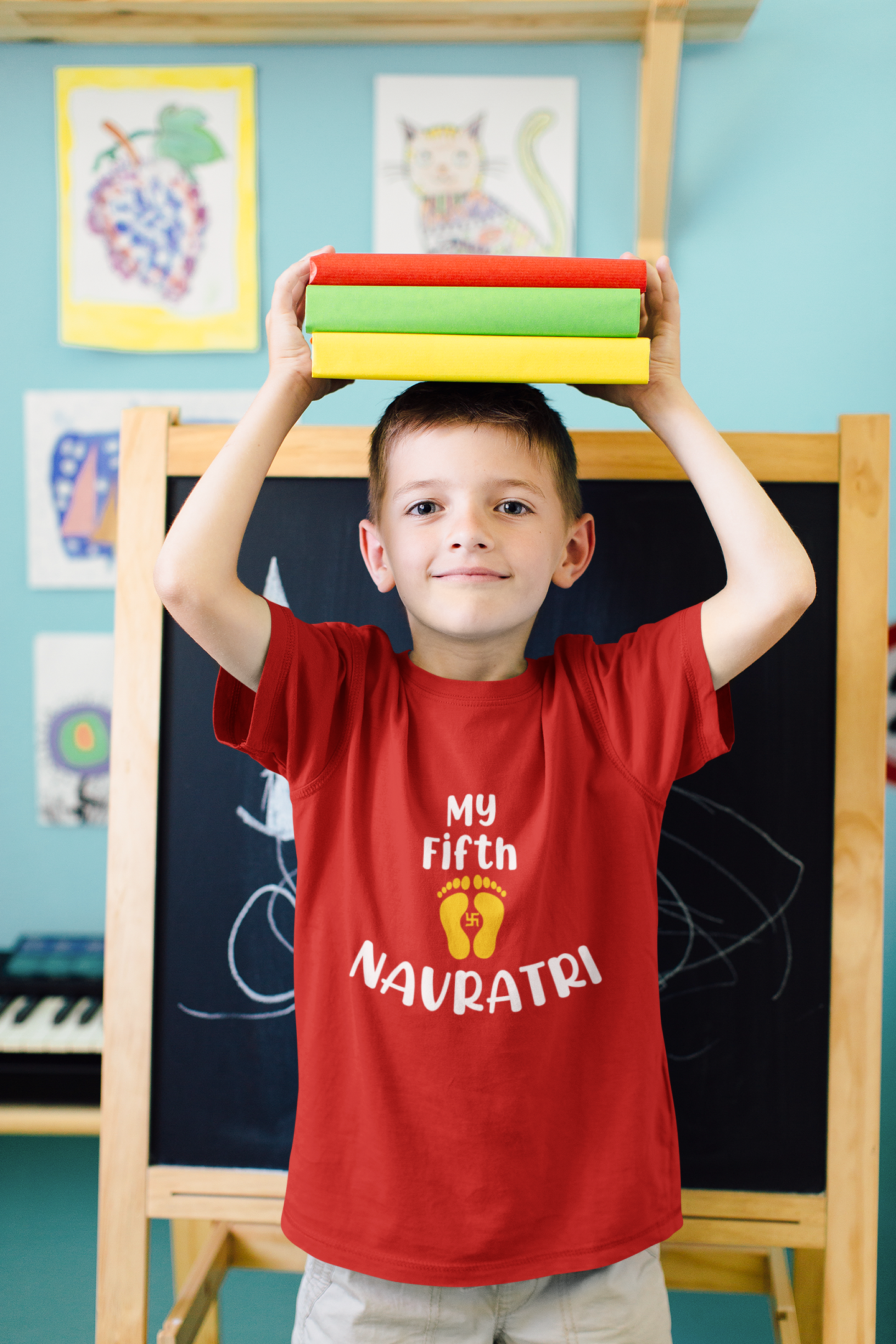 My Fifth Navratri Half Sleeves T-Shirt for Boy-FunkyTeesClub