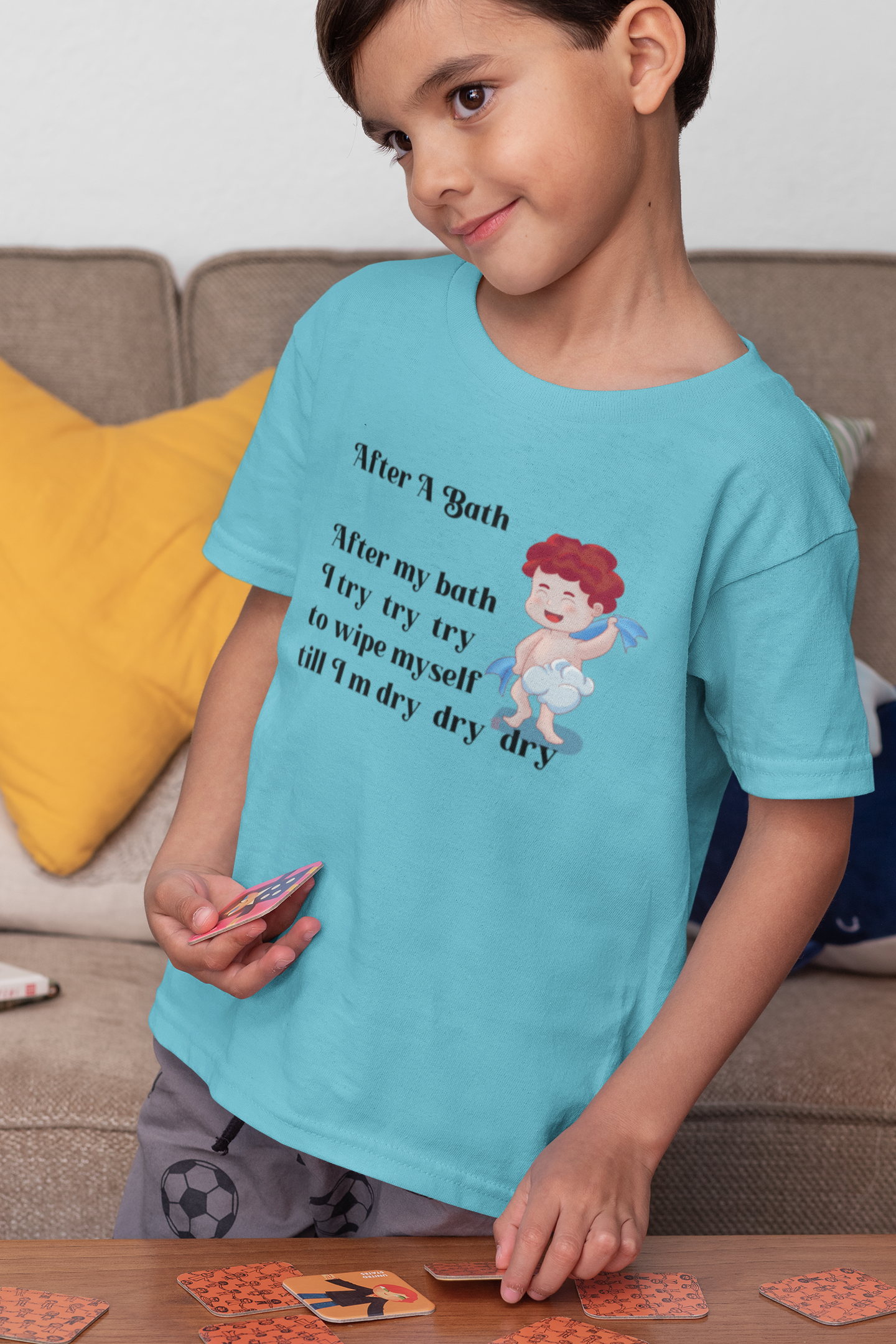After A Bath Poem Half Sleeves T-Shirt for Boy-FunkyTeesClub
