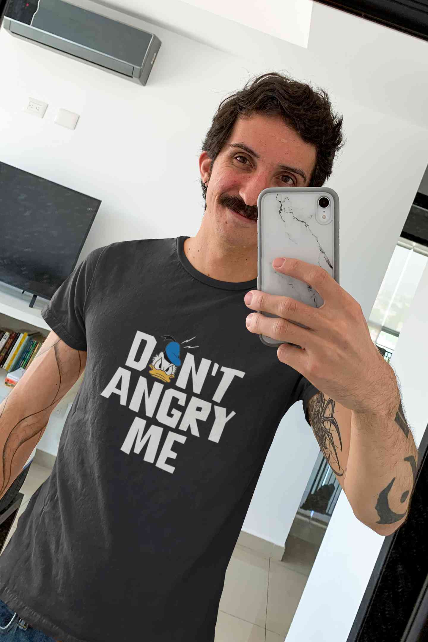 Dont Angry Me Funny Cartoon Mens Half Sleeves T-shirt- FunkyTeesClub
