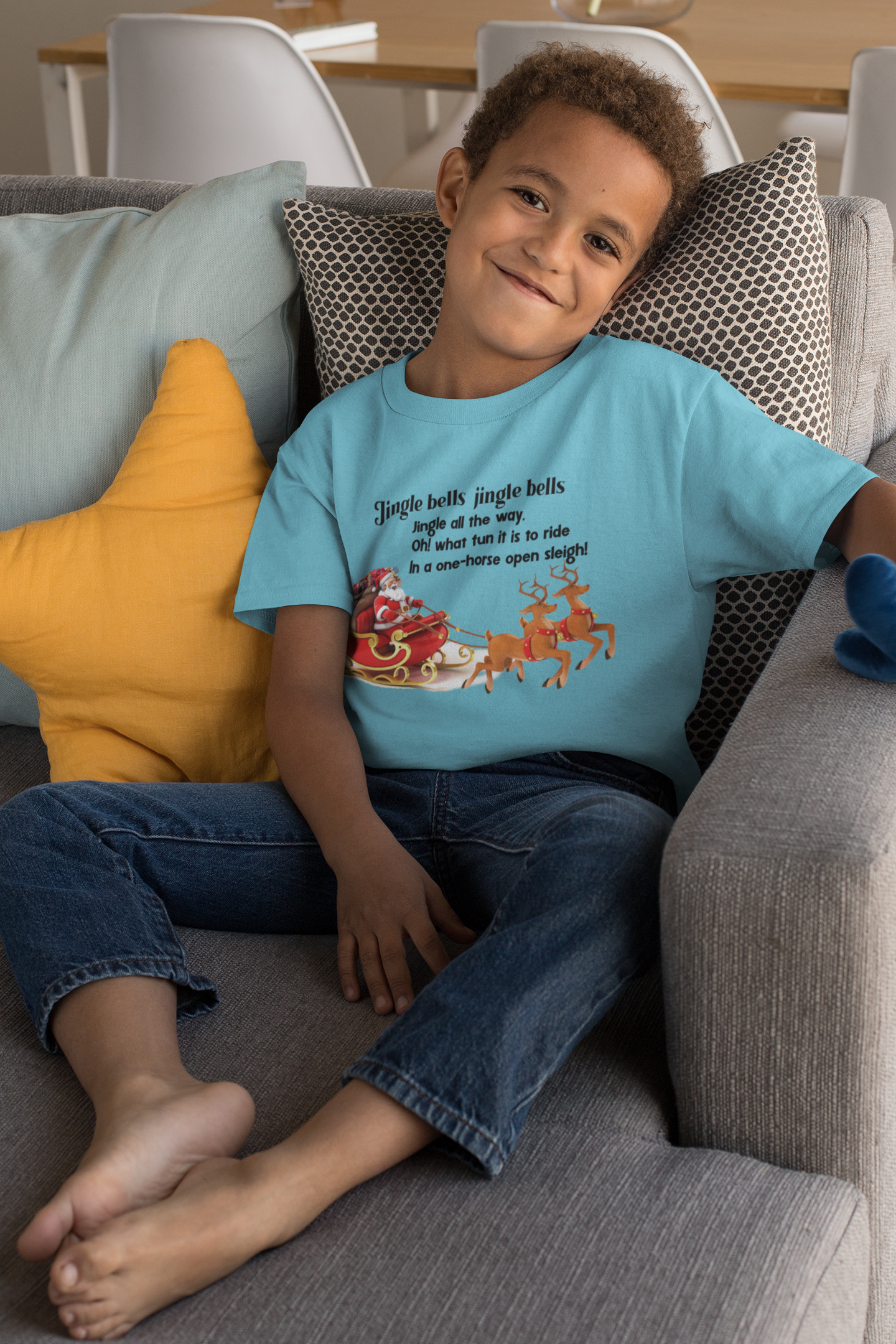 Jingle Bells Poem Half Sleeves T-Shirt for Boy-FunkyTeesClub