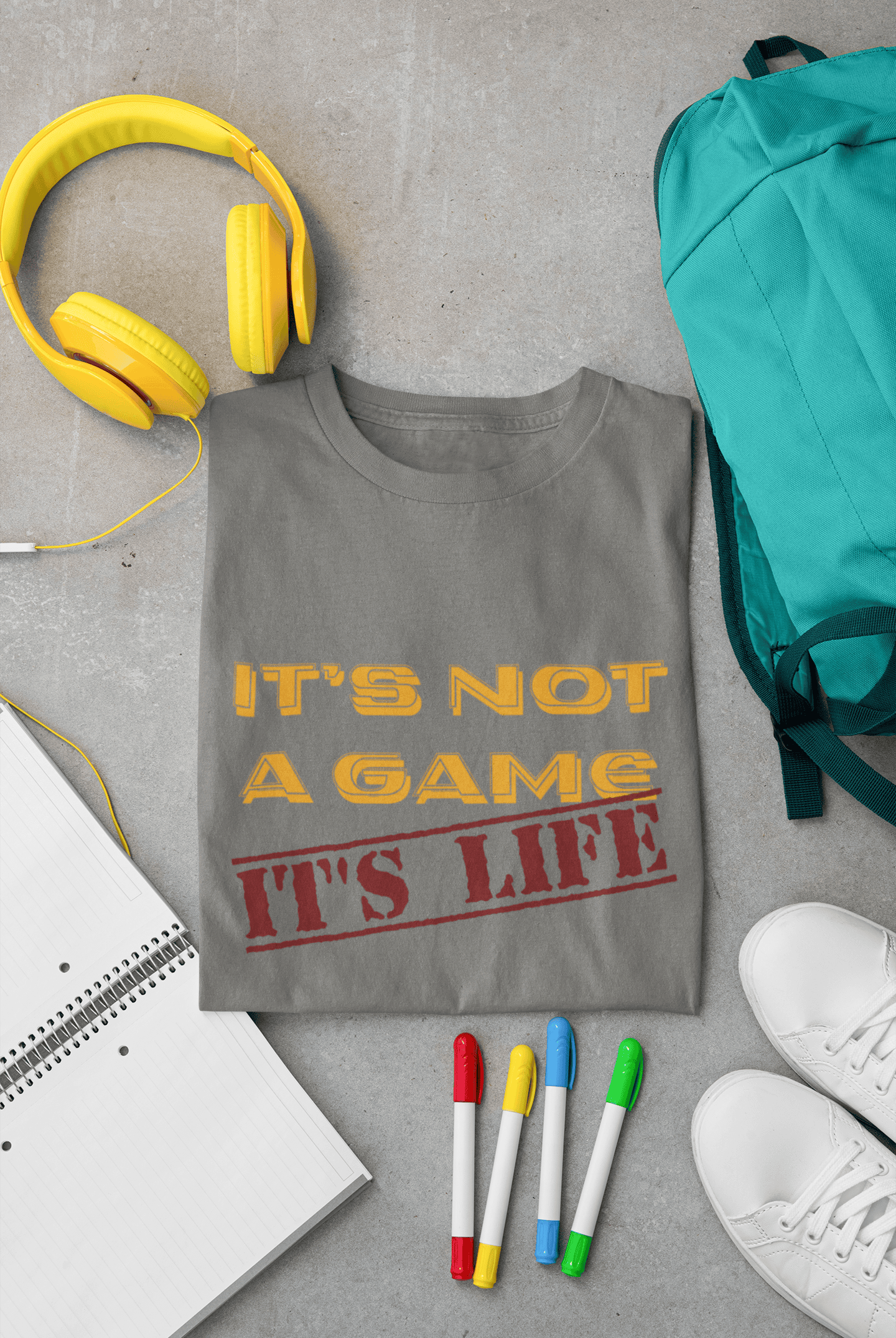 Men's It's Not a Game printed half sleeve cotton T-shirt in Dark Grey color