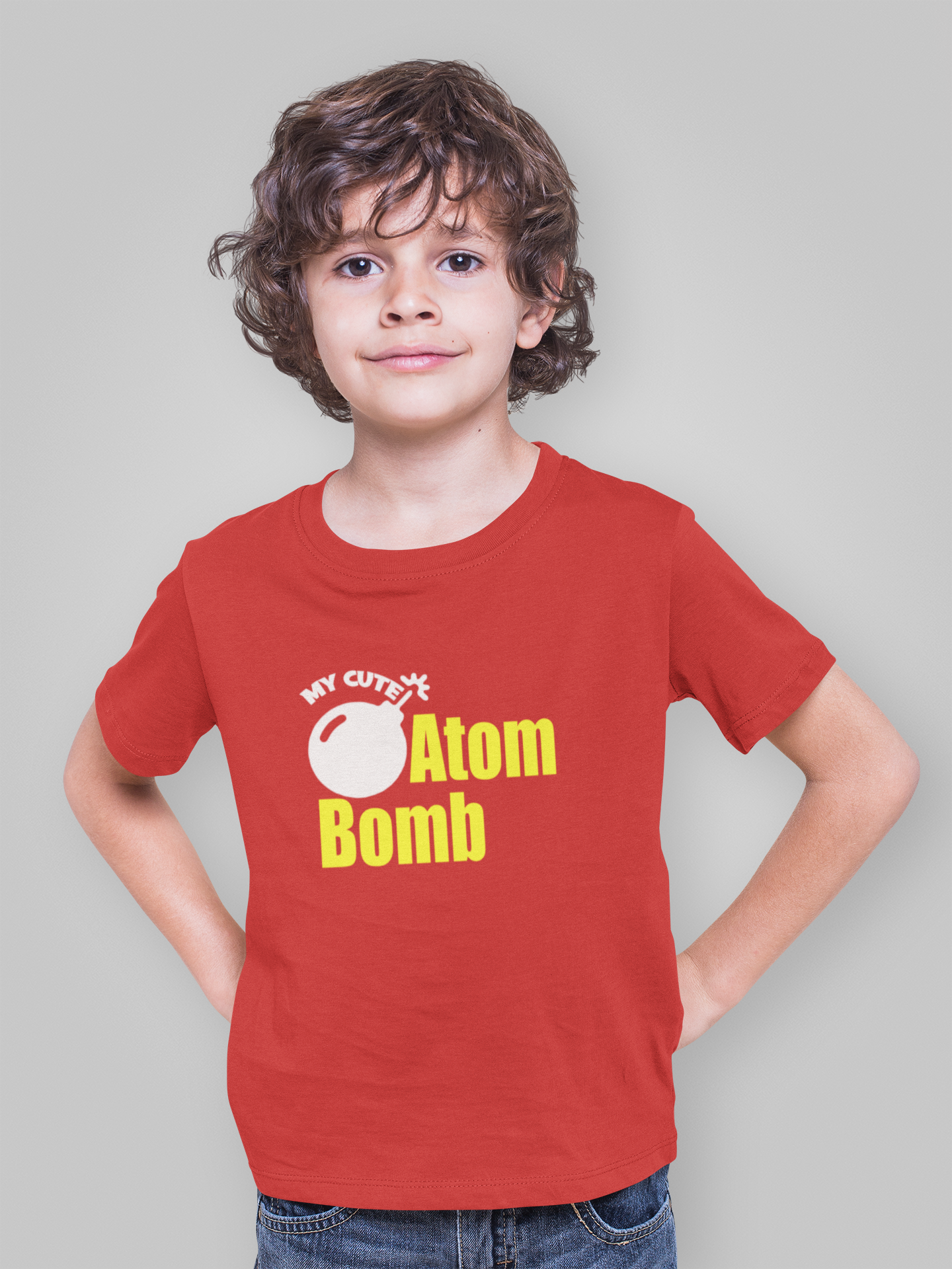 My Cute Atom Bomb Half Sleeves T-Shirt for Boy-FunkyTeesClub