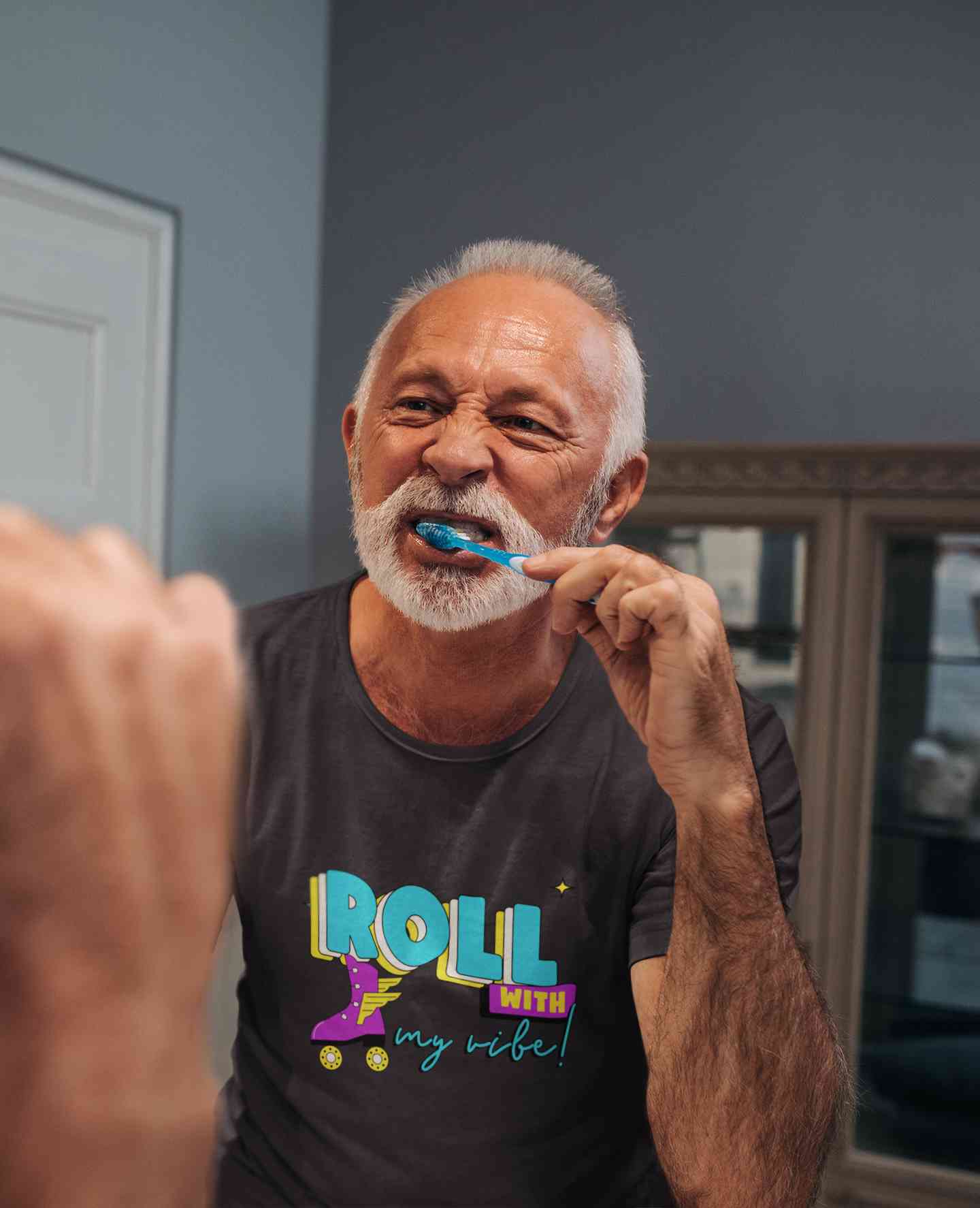Roll With My Vibe Retro 90s Nostalgia Theme Mens Half Sleeves T-shirt- FunkyTeesClub