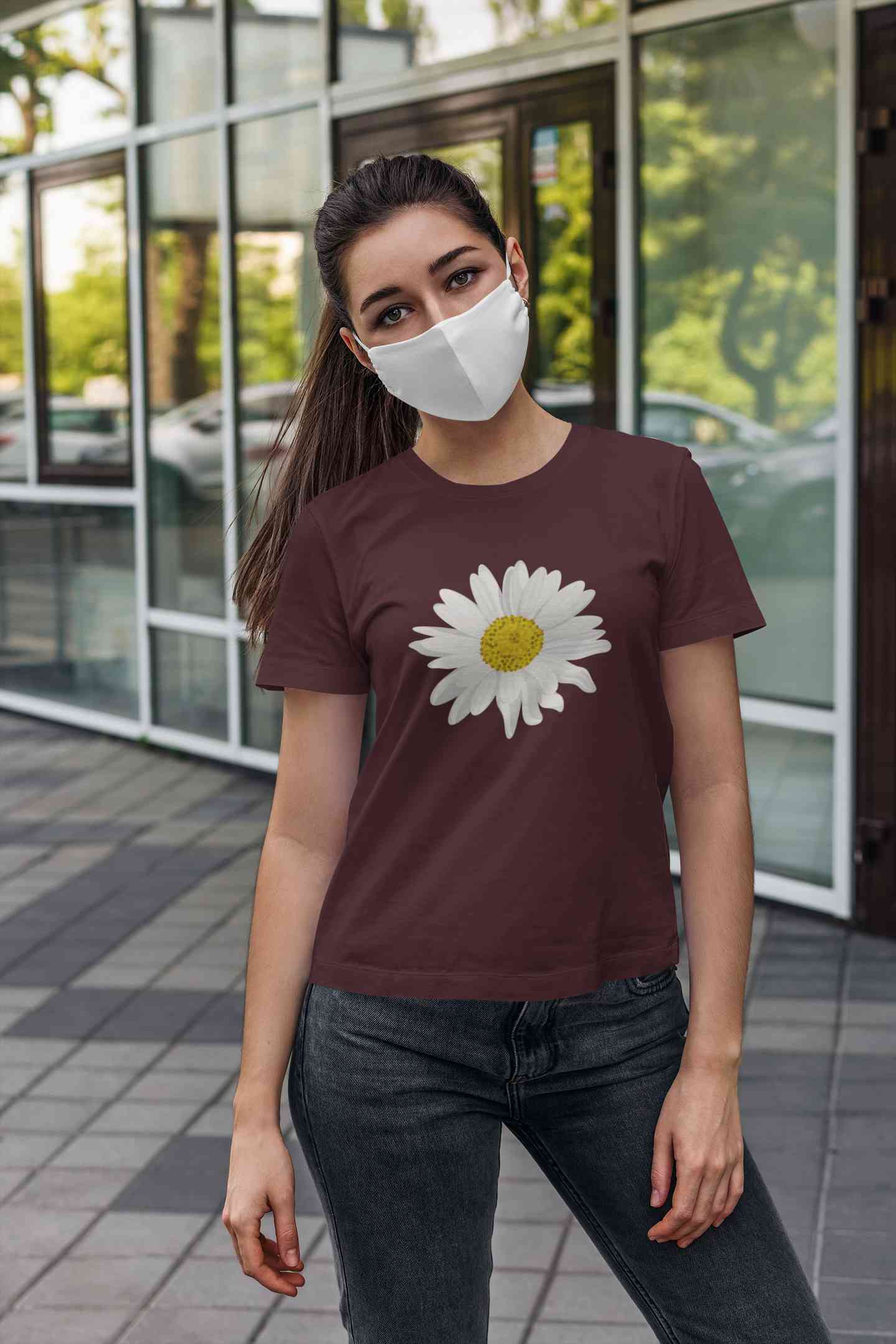 Cute Daisy Minimal Nature Cute Flower Graphic Women Half Sleeves T-shirt- FunkyTeesClub