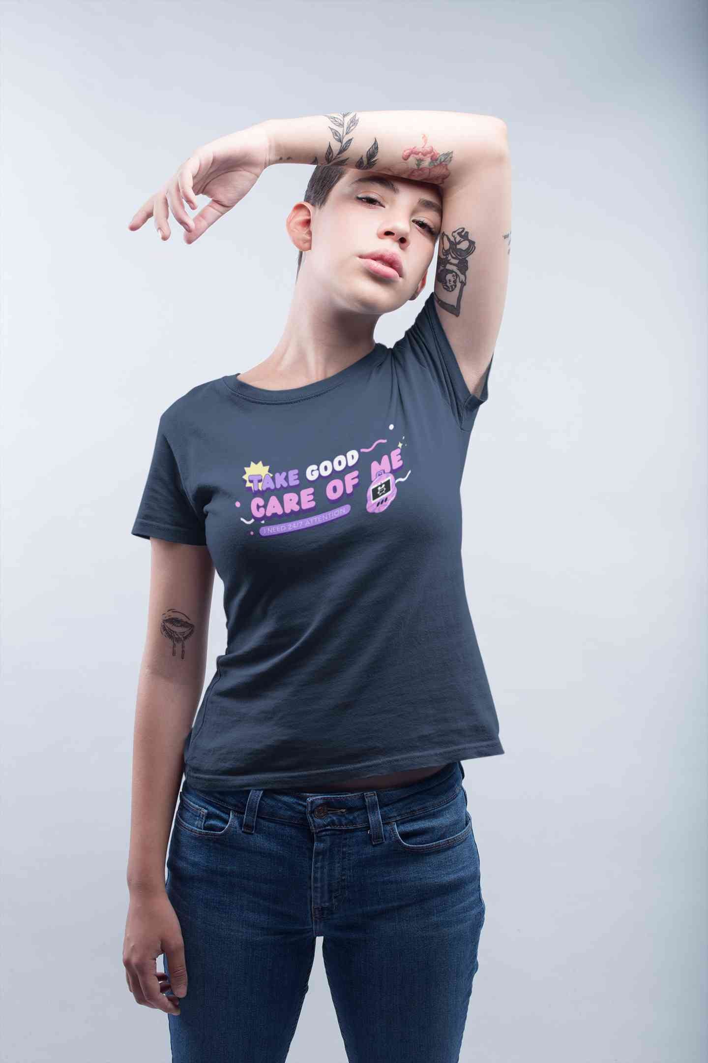 Take Care Of Me Retro Typography Women Half Sleeves T-shirt- FunkyTeesClub