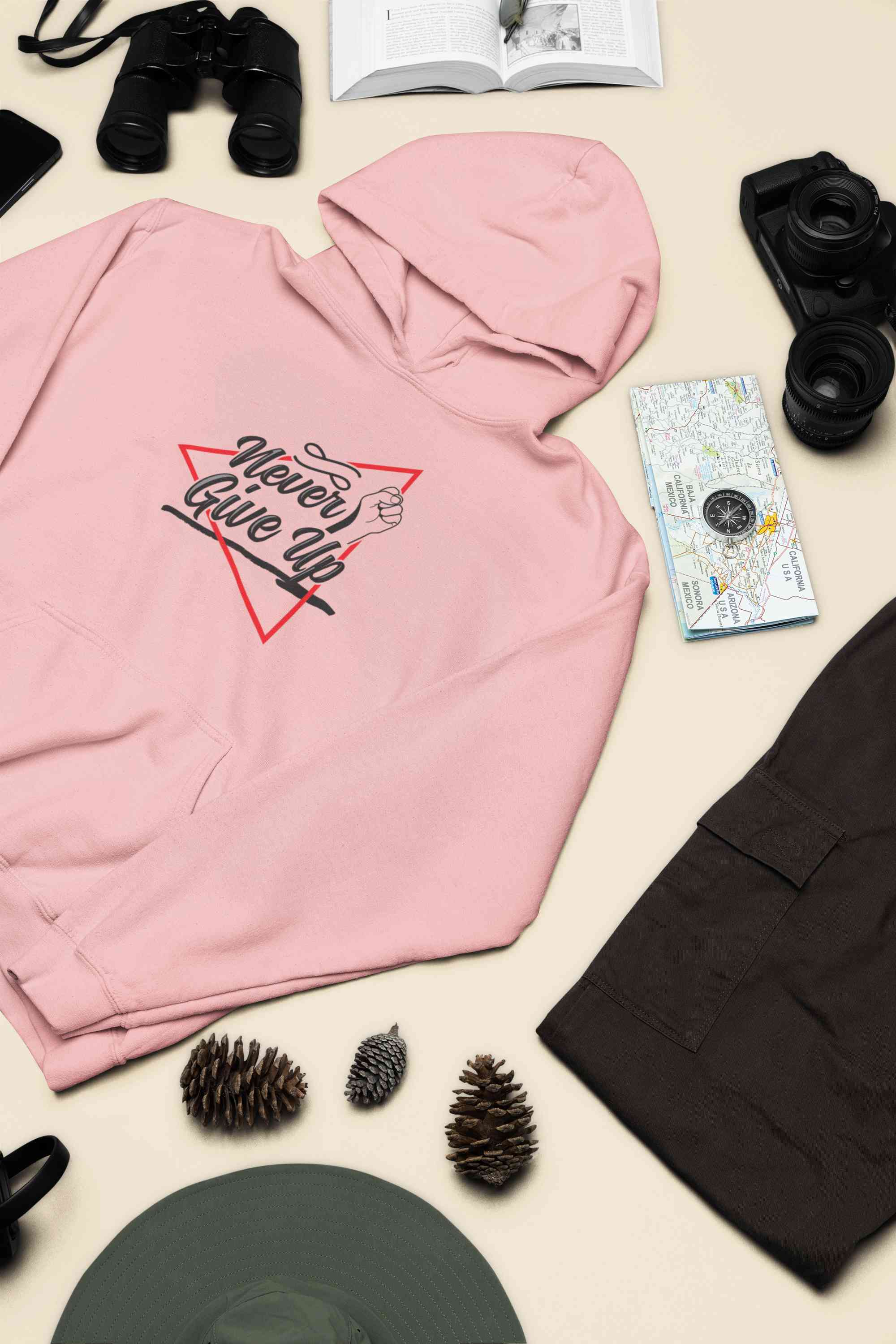 Never Give Up Quotes Hoodies for Women-FunkyTeesClub