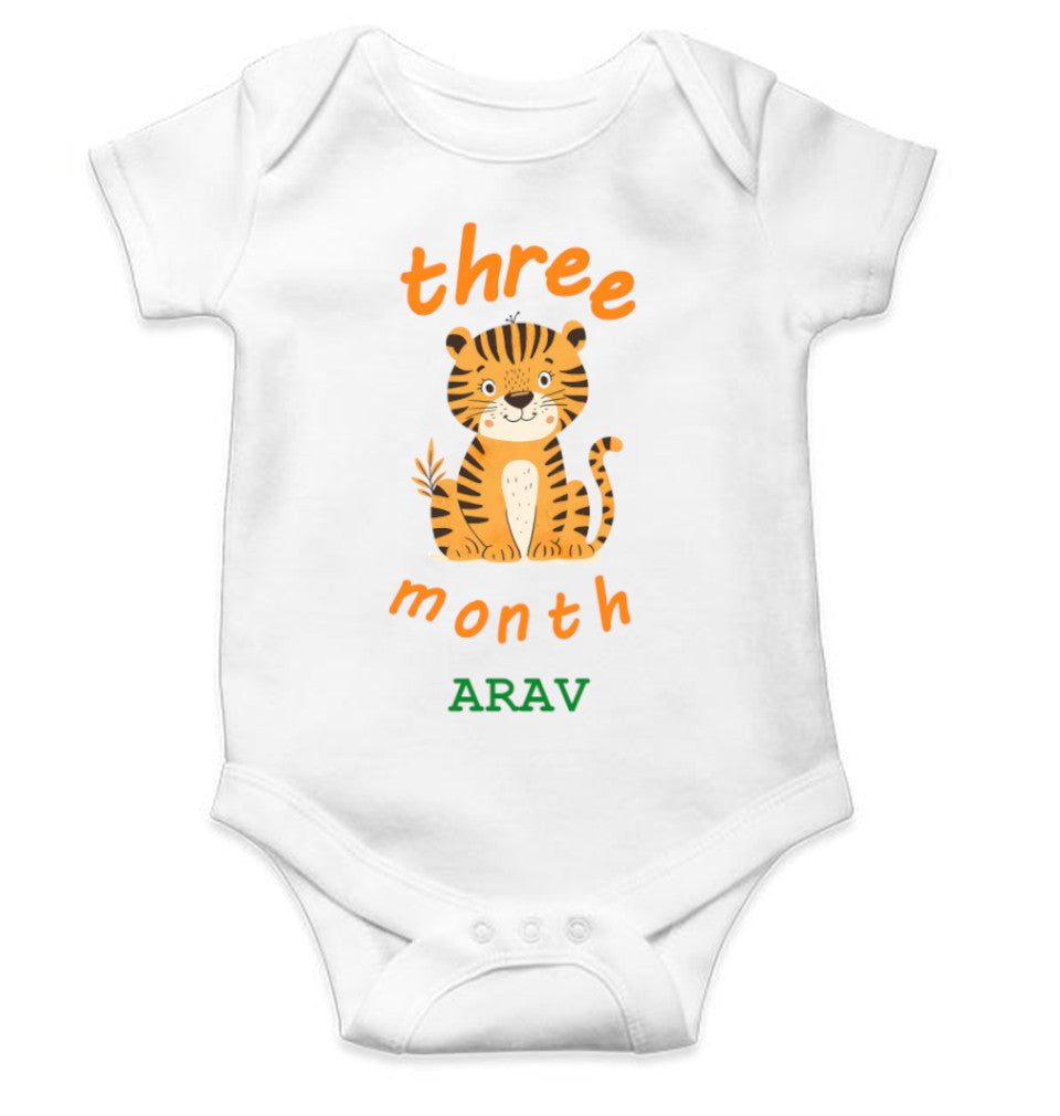 Custom Name Three Month Rompers for Baby Boy- FunkyTeesClub