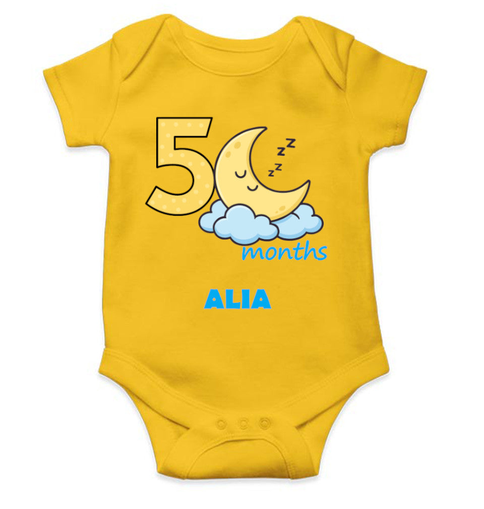 Custom Name Fifth Month Rompers for Baby Girl- FunkyTeesClub