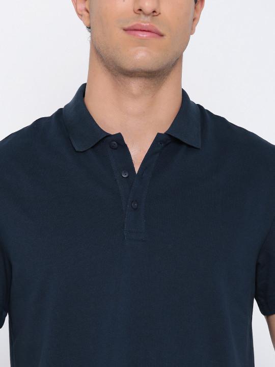 Plain Navy Blue Polo T-Shirt-FunkyTeesClub