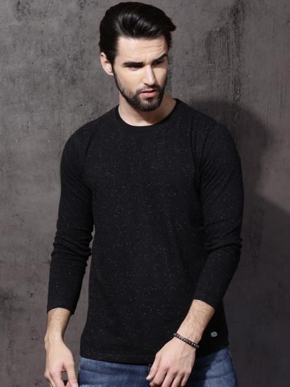 Plain black Full Sleeves T-Shirt-FunkyTeesClub
