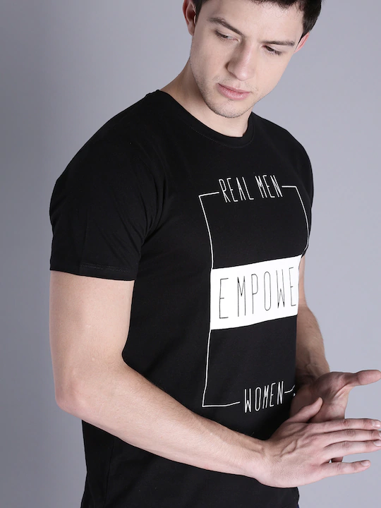 Real Men Empower Women Round Neck Mens Half Sleeves T-shirt- FunkyTeesClub