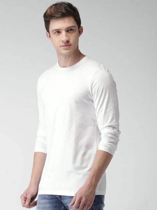 Plain White Full Sleeves T-Shirt-FunkyTeesClub