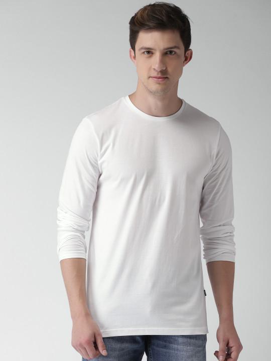 Plain White Full Sleeves T-Shirt-FunkyTeesClub