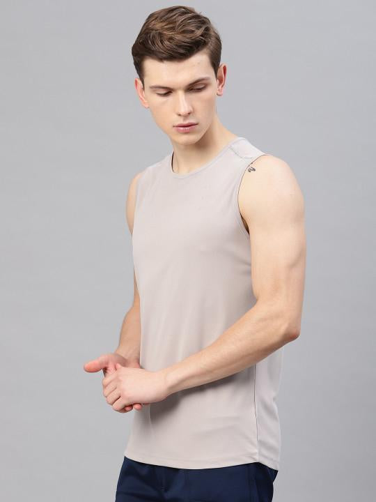 Plain Grey Melange Sleeveless T-Shirt-FunkyTeesClub