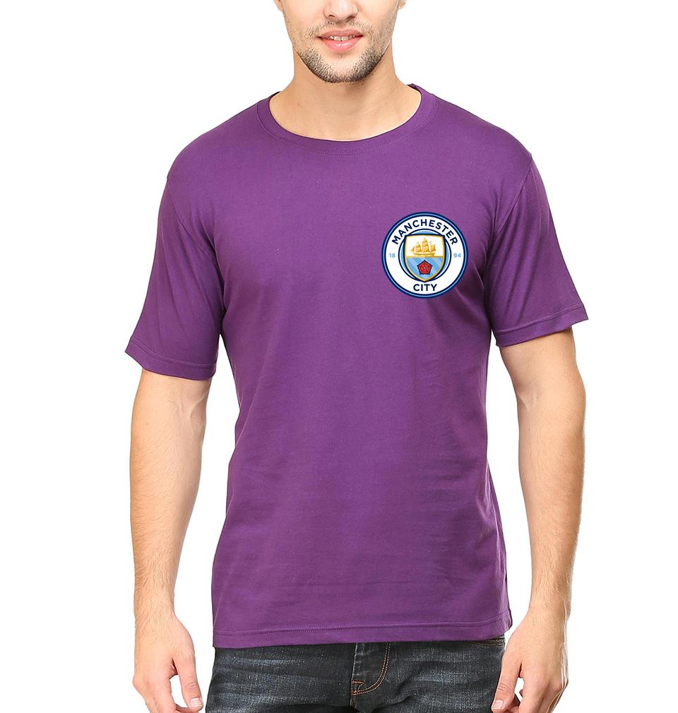 Manchester City Logo Men Half Sleeves T-Shirts-FunkyTeesClub