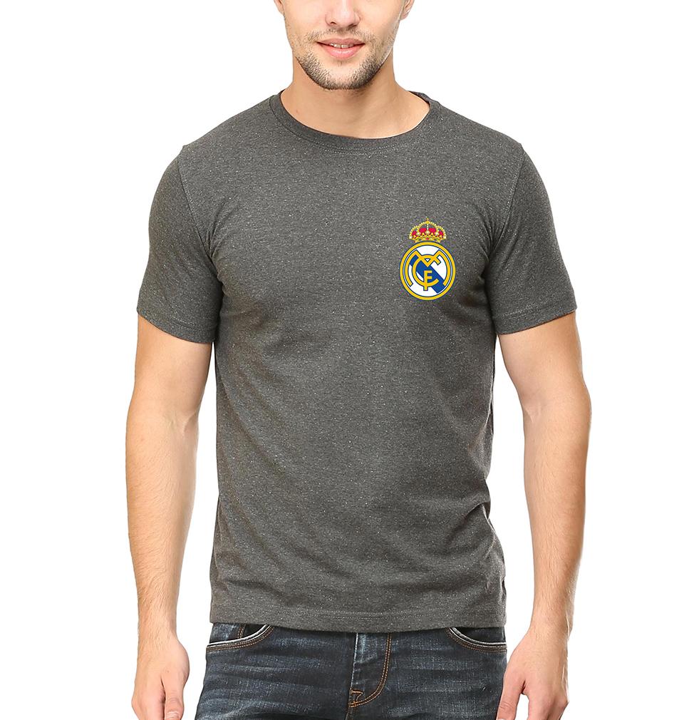 Real Madrid Logo Men Half Sleeves T-Shirts-FunkyTeesClub
