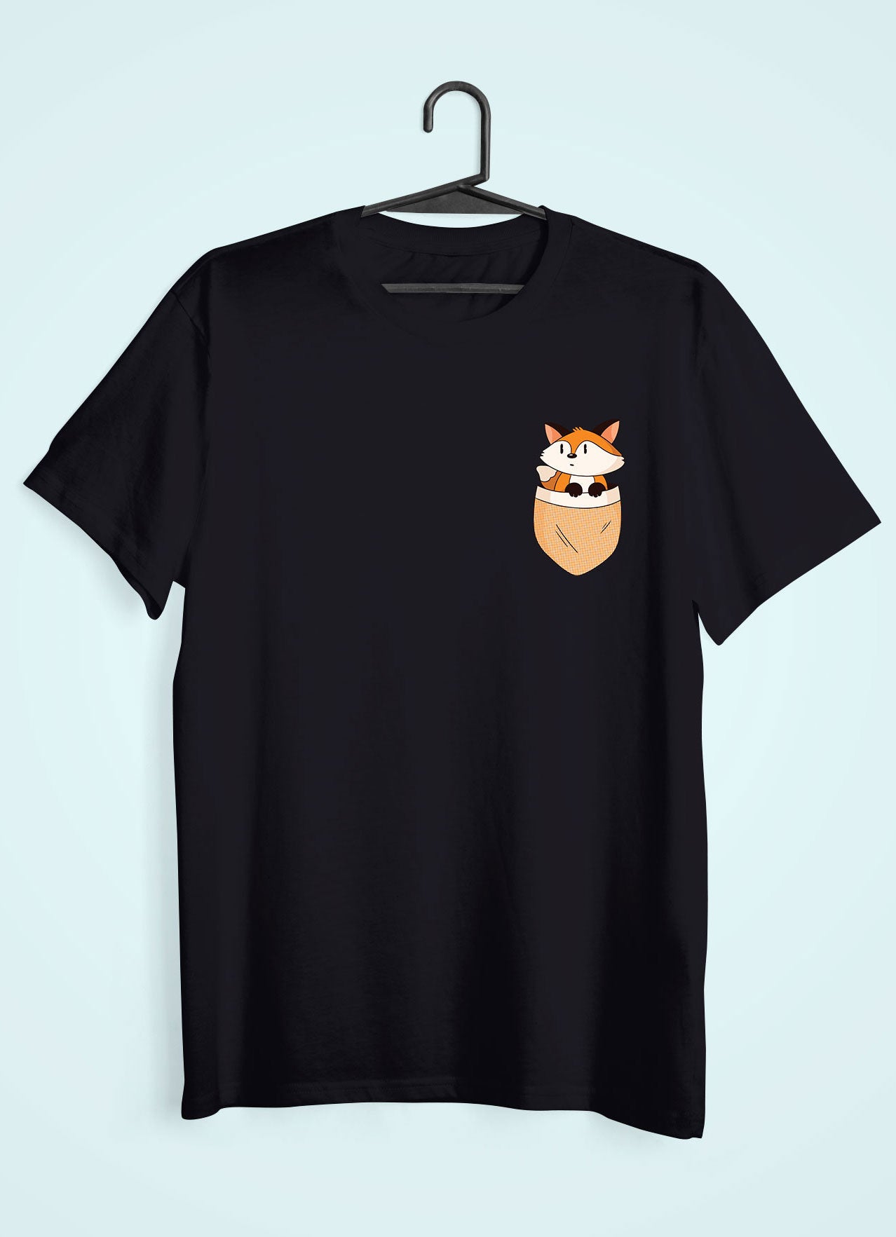 Fox Side Pocket Design Mens Half Sleeves T-shirt- FunkyTeesClub