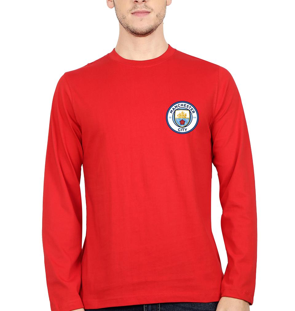 Manchester City Logo Men Full Sleeves T-Shirts-FunkyTeesClub