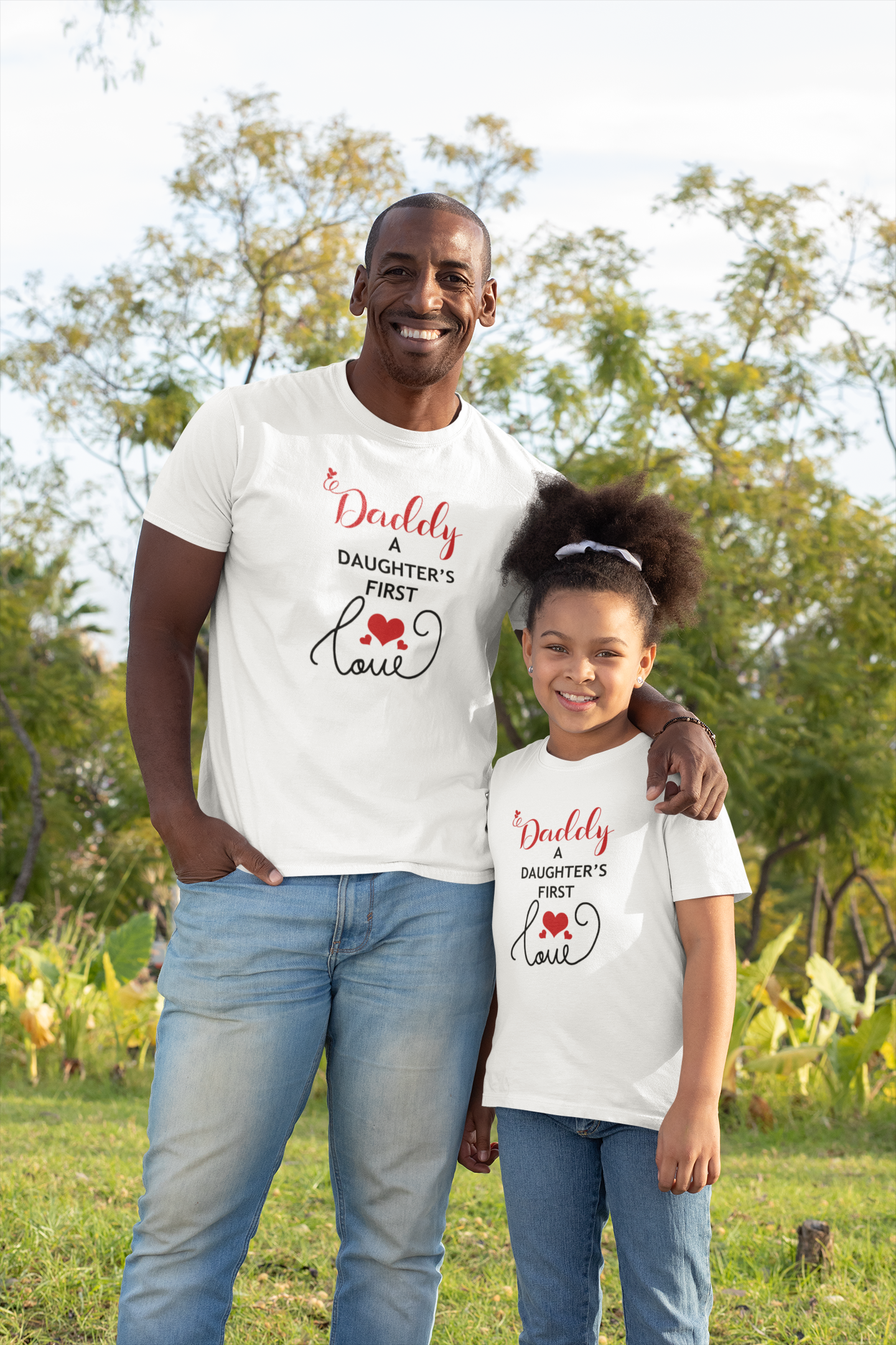 Daughters First Love Father and Daughter White Matching T-Shirt- FunkyTeesClub