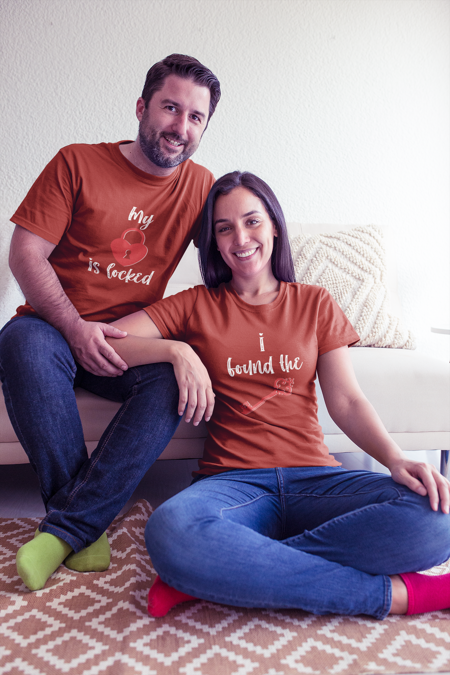 My Heart Is Locked Couple Half Sleeves T-Shirts -FunkyTeesClub