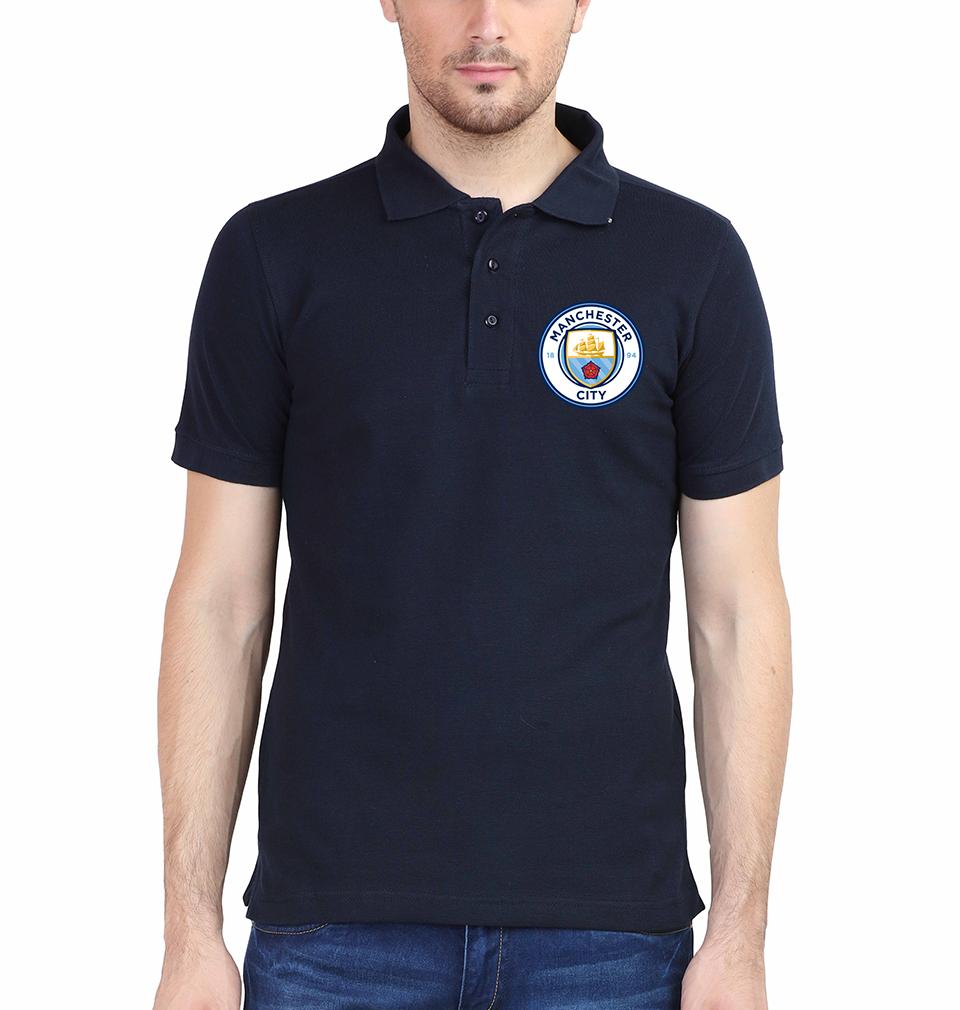 Manchester City Logo Men Polo Half Sleeves T-Shirts-FunkyTeesClub