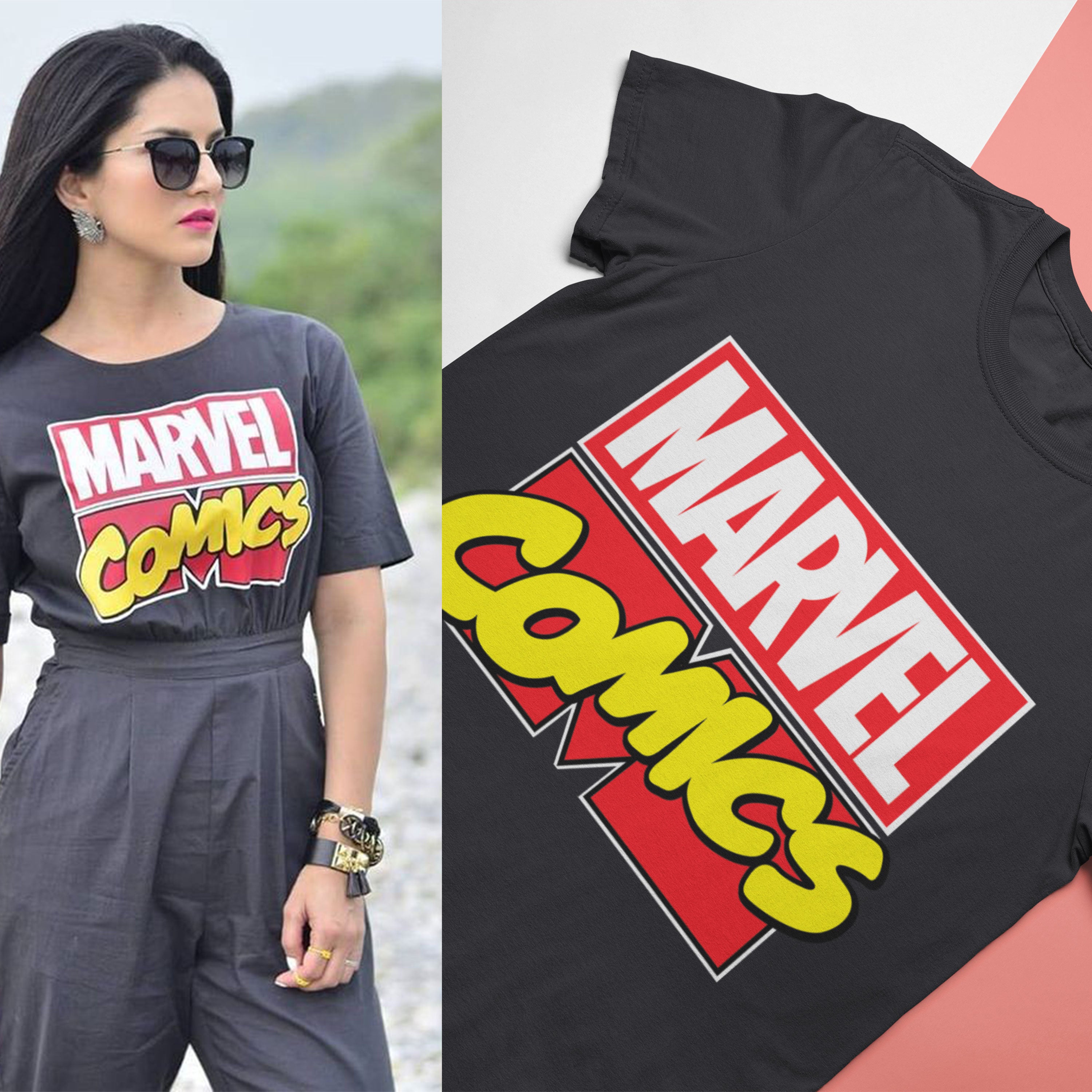 Marvel Comics Sunny Leone Celebrity T-shirt- FunkyTeesClub