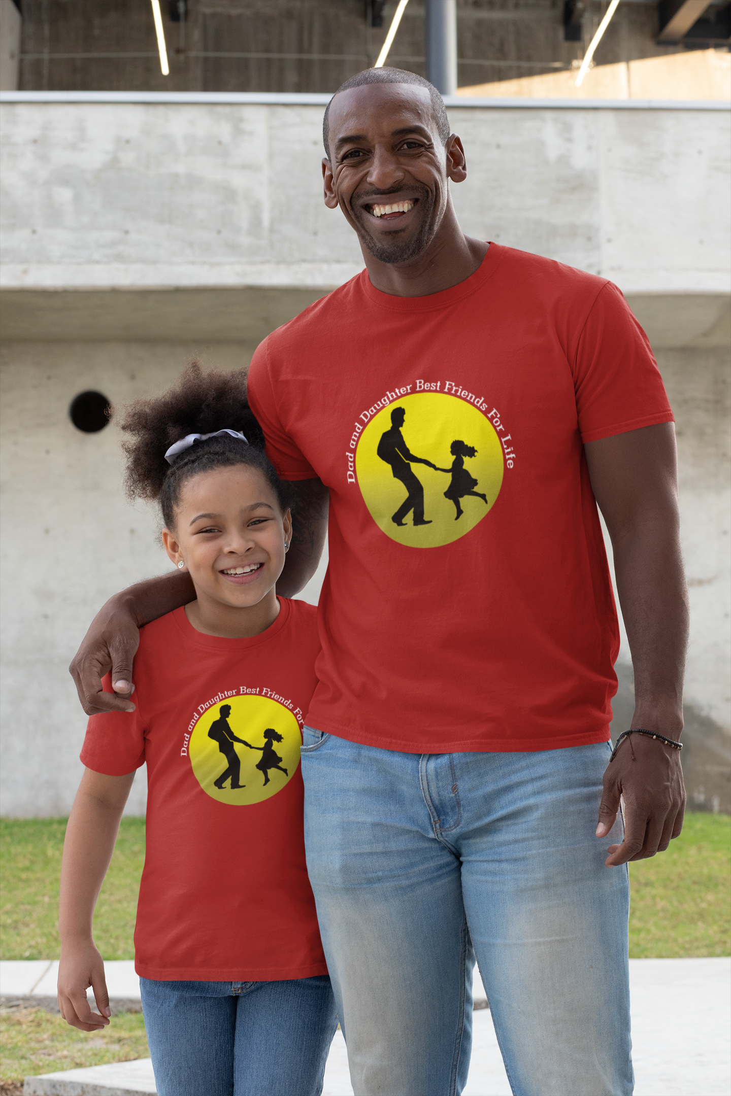 Dad And Daughter Best Friends Father and Daughter Red Matching T-Shirt- FunkyTeesClub