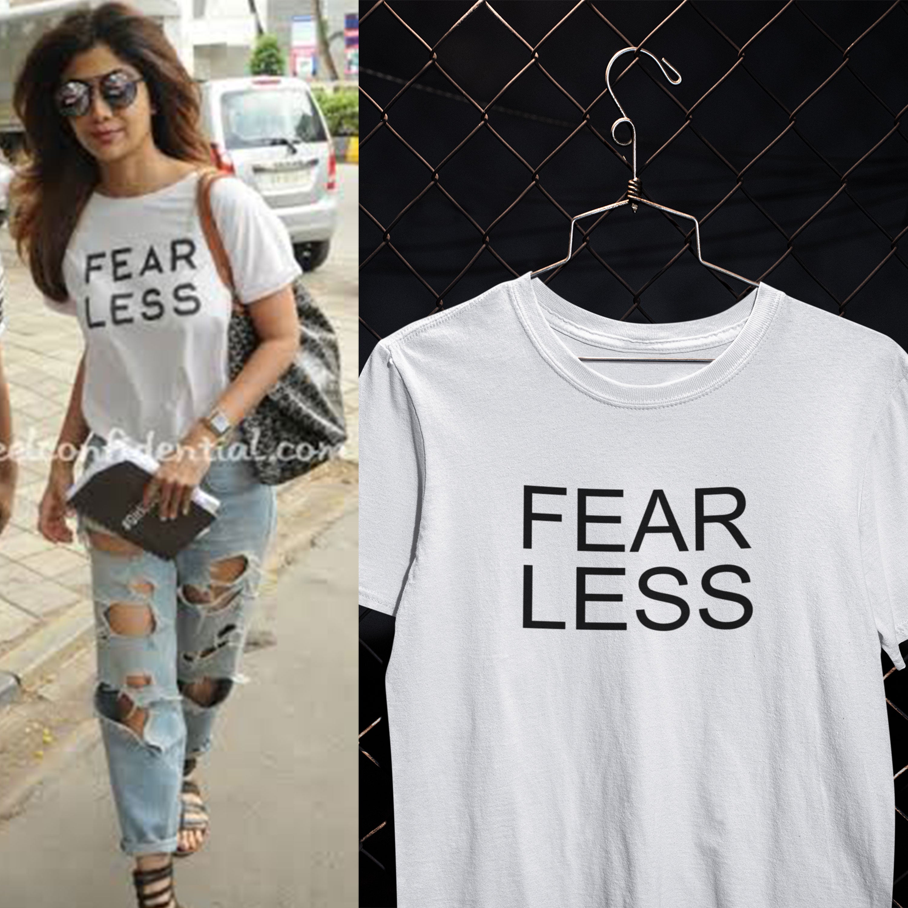 Fear Less Shilpa Shetty Celebrity T-shirt- FunkyTeesClub