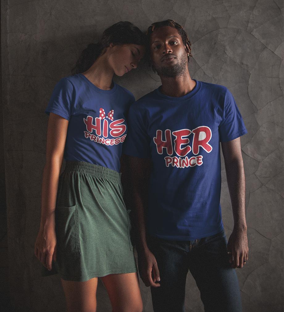 Prince & Princess Couple Half Sleeves T-Shirts -FunkyTees