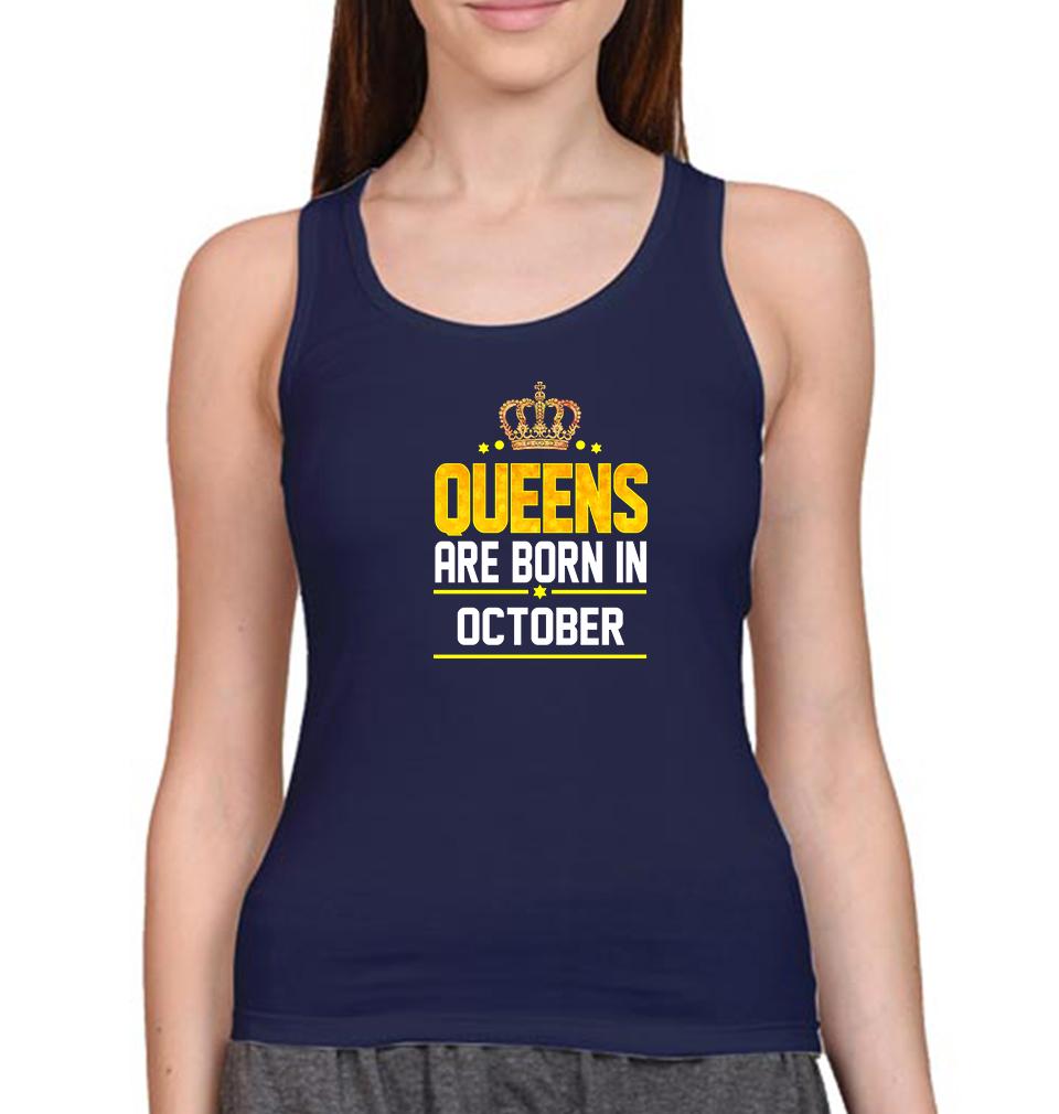 Queens Are Born In October Women Tank Top-FunkyTeesClub