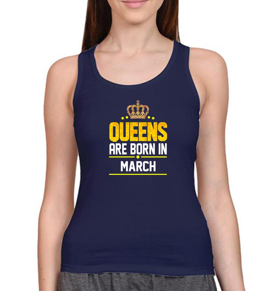 Queens Are Born In March Women Tank Top-FunkyTeesClub