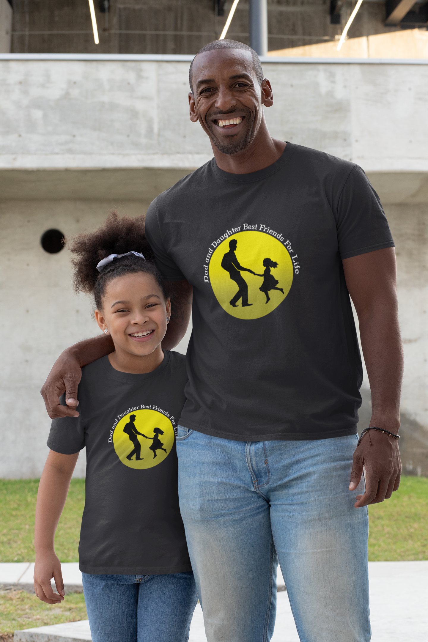 Dad And Daughter Best Friends Father and Daughter Black Matching T-Shirt- FunkyTeesClub