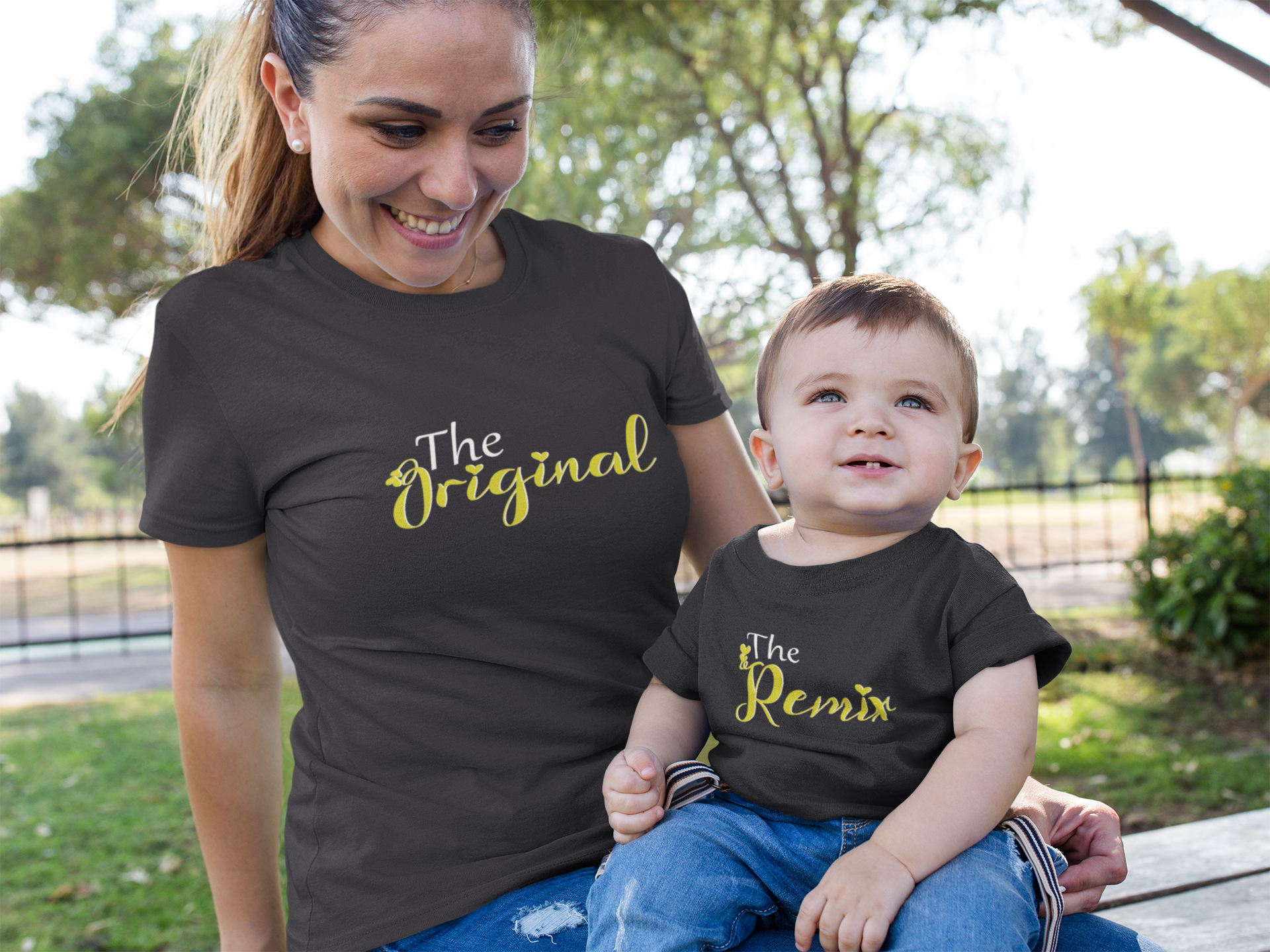 The Original Mother And Son Black Matching T-Shirt- FunkyTeesClub