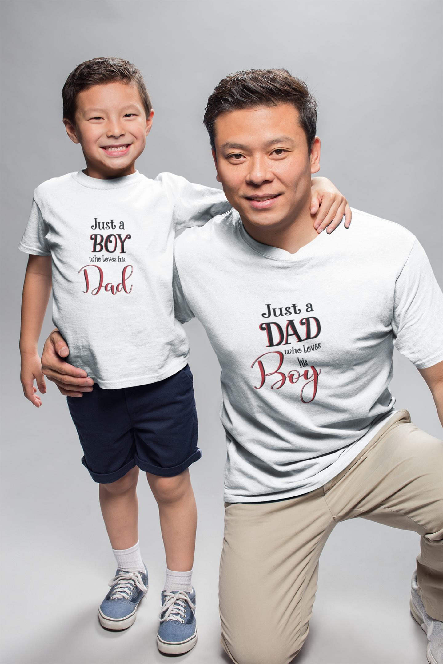 Just A Boy Who Love His Dad Father and Son White Matching T-Shirt- FunkyTeesClub