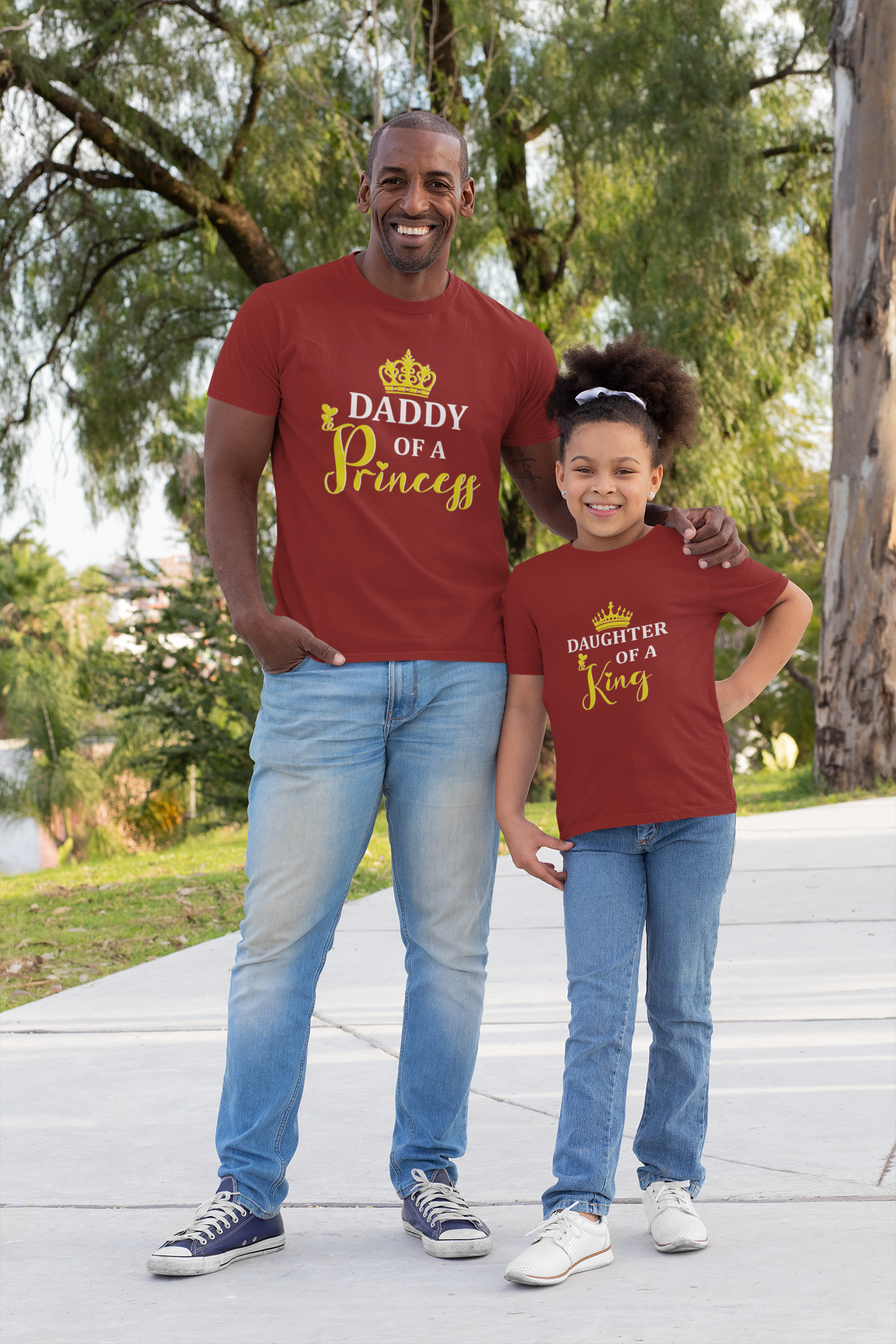 Daddy Of A Princess Father and Daughter Red Matching T-Shirt- FunkyTeesClub