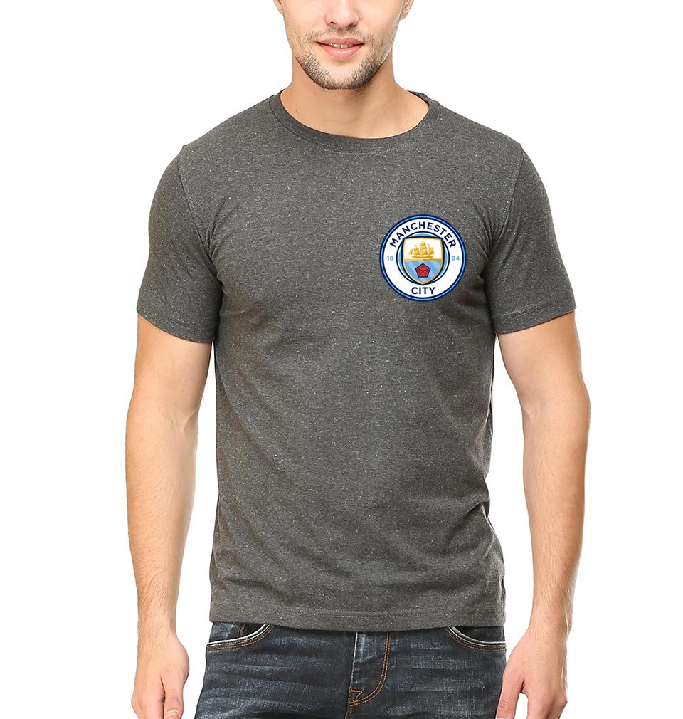 Manchester City Logo Men Half Sleeves T-Shirts-FunkyTeesClub