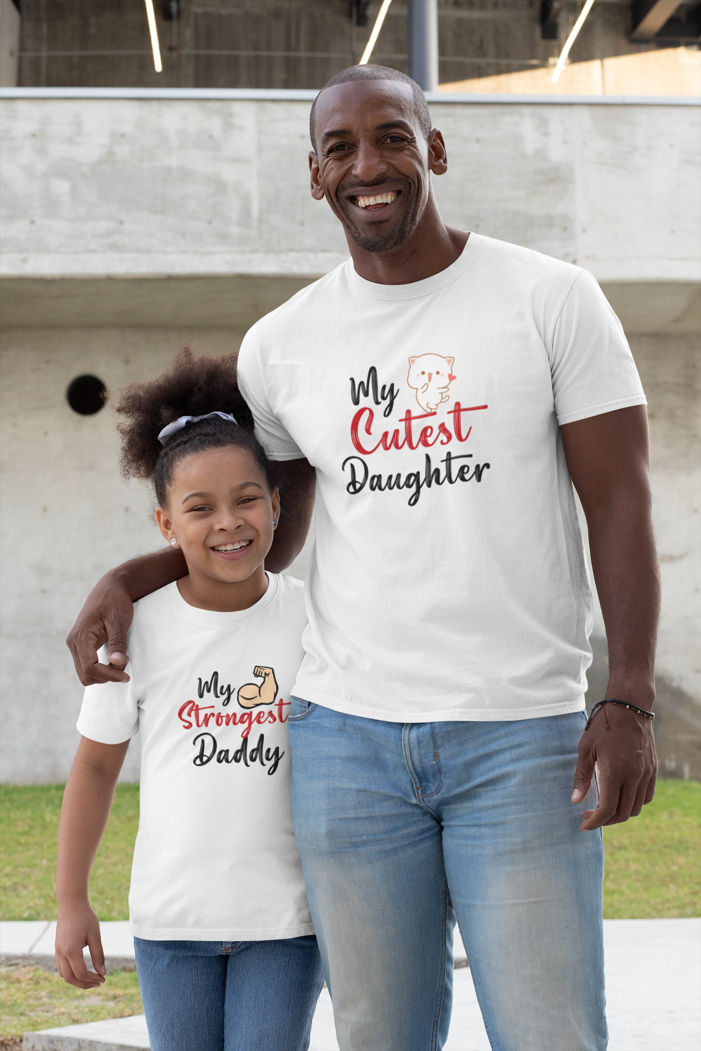 My Cutest Daughter Father and Daughter White Matching T-Shirt- FunkyTeesClub