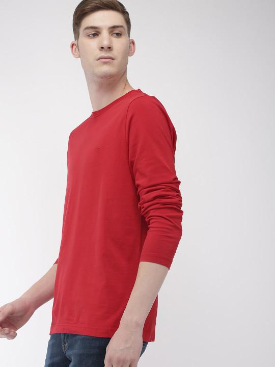 Plain Red Full Sleeves T-Shirt-FunkyTeesClub