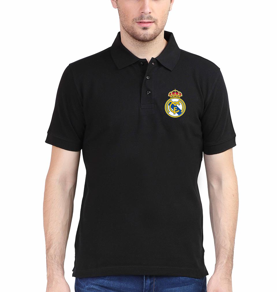 Real Madrid Logo Men Polo Half Sleeves T-Shirts-FunkyTeesClub