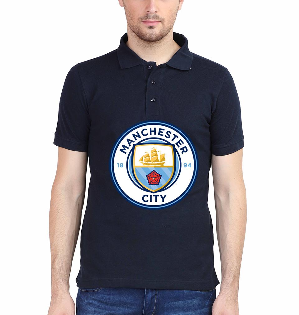 Manchester City Logo Men Polo Half Sleeves T-Shirts-FunkyTeesClub