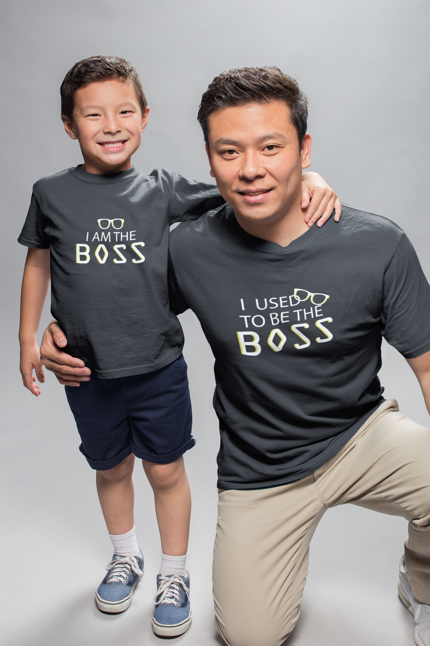 I Am The Boss Father and Son Black Matching T-Shirt- FunkyTeesClub
