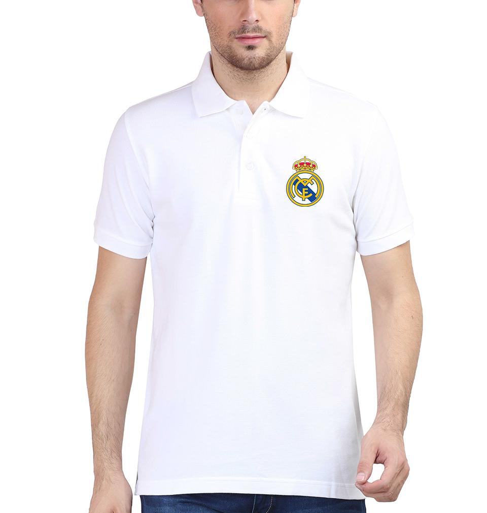 Real Madrid Logo Men Polo Half Sleeves T-Shirts-FunkyTeesClub