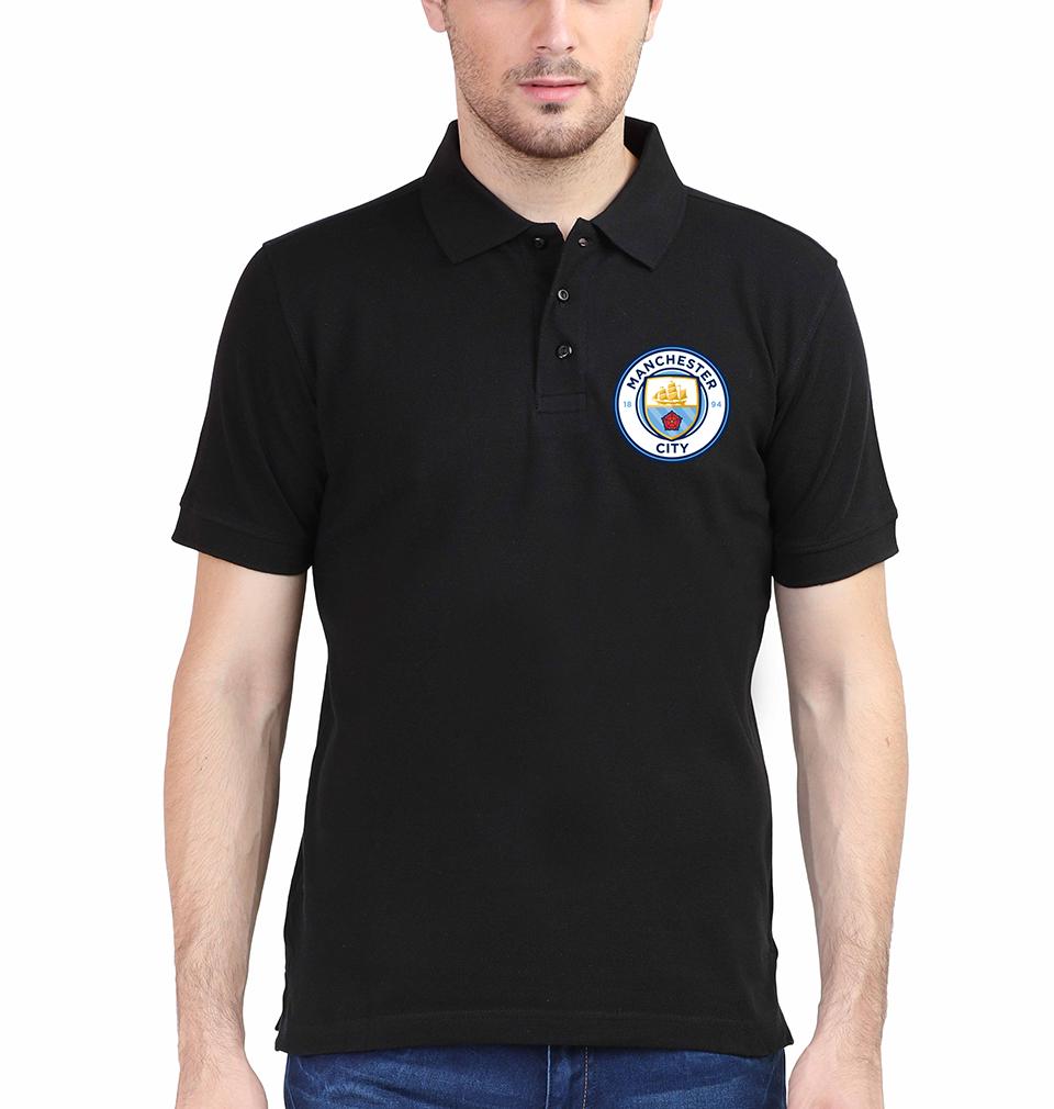 Manchester City Logo Men Polo Half Sleeves T-Shirts-FunkyTeesClub
