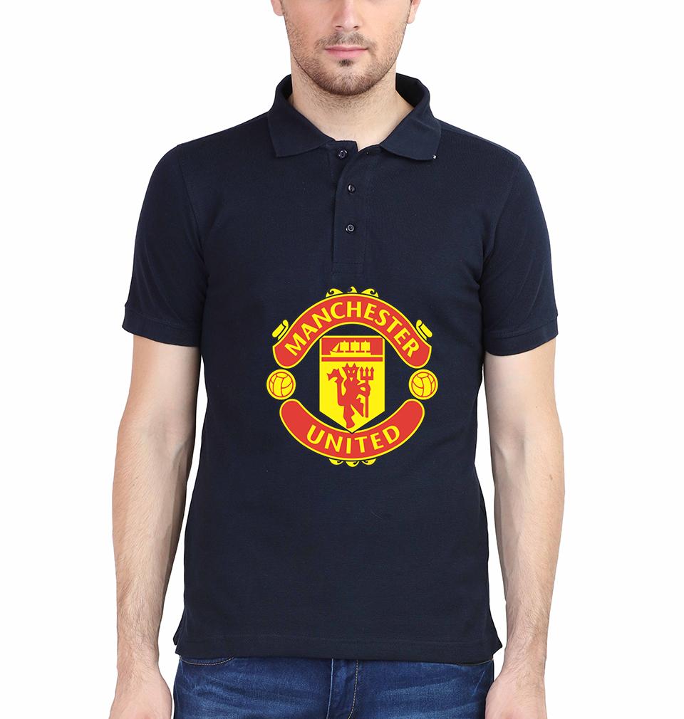 Manchester United Logo Men Polo Half Sleeves T-Shirts-FunkyTeesClub